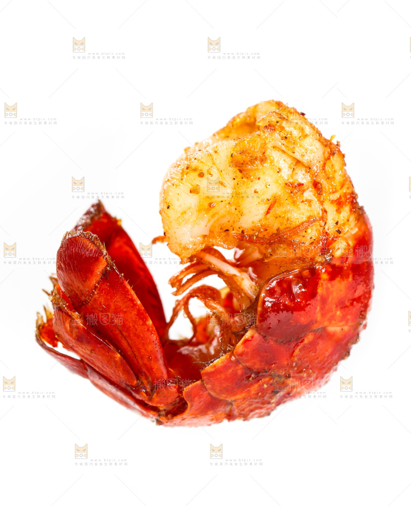 白底上的麻辣虾尾