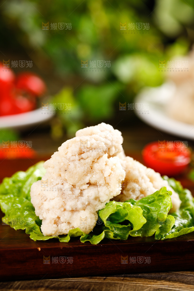 菜叶子上的鸡柳