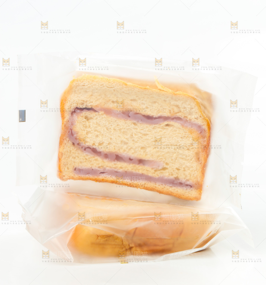 白底上袋子装着青稞芋泥双料吐司