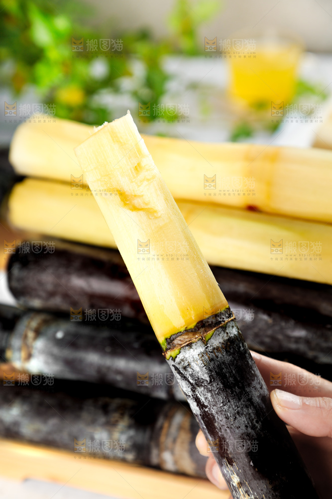 手上拿着甘蔗