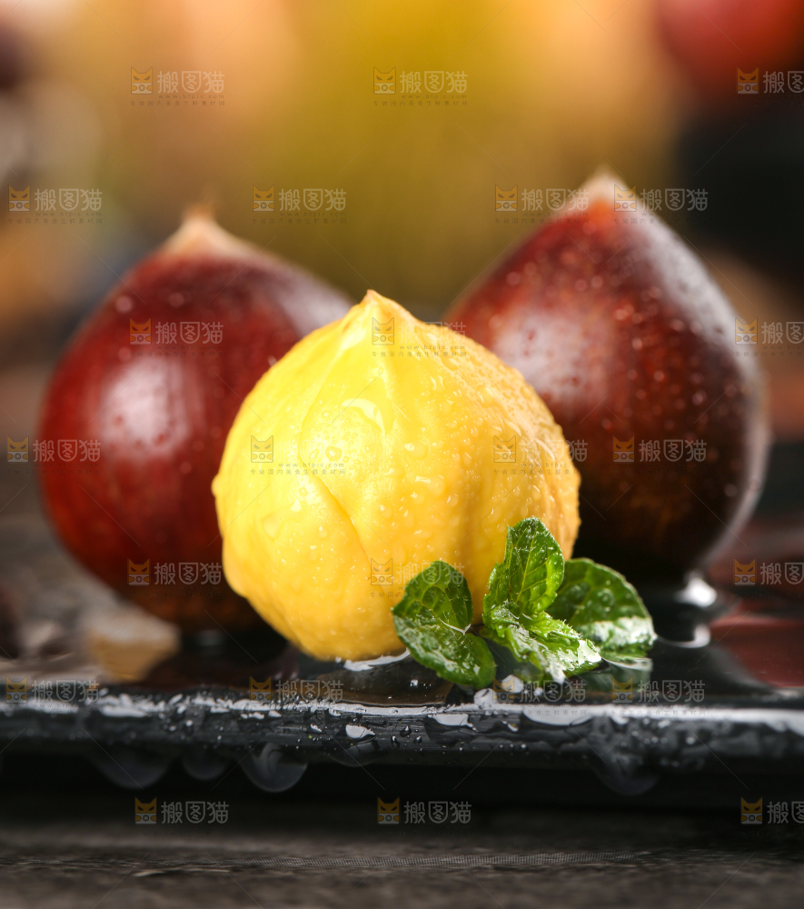 黑底上放着建瓯圆锥栗