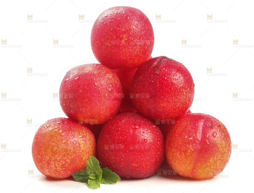 白底上的红李子