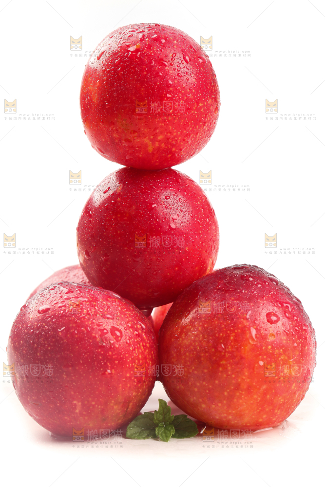 白底上的红李子