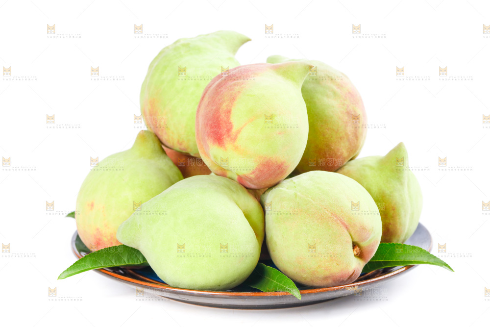 白底上的鹰嘴桃