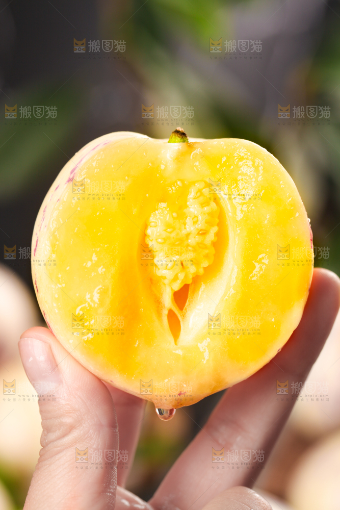 手拿切开的人参果