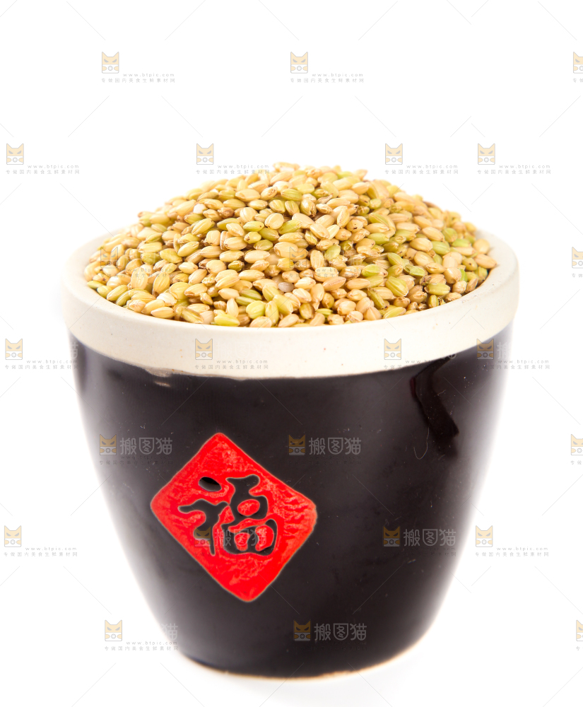 白底上放着一缸绿香米