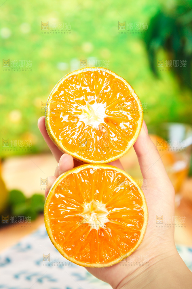 手拿切开的秭归夏橙