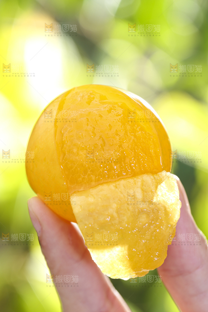 手拿剥皮的九峰山黄金奈李