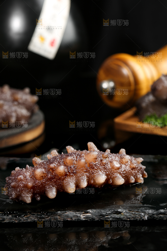 黑石板上的海参
