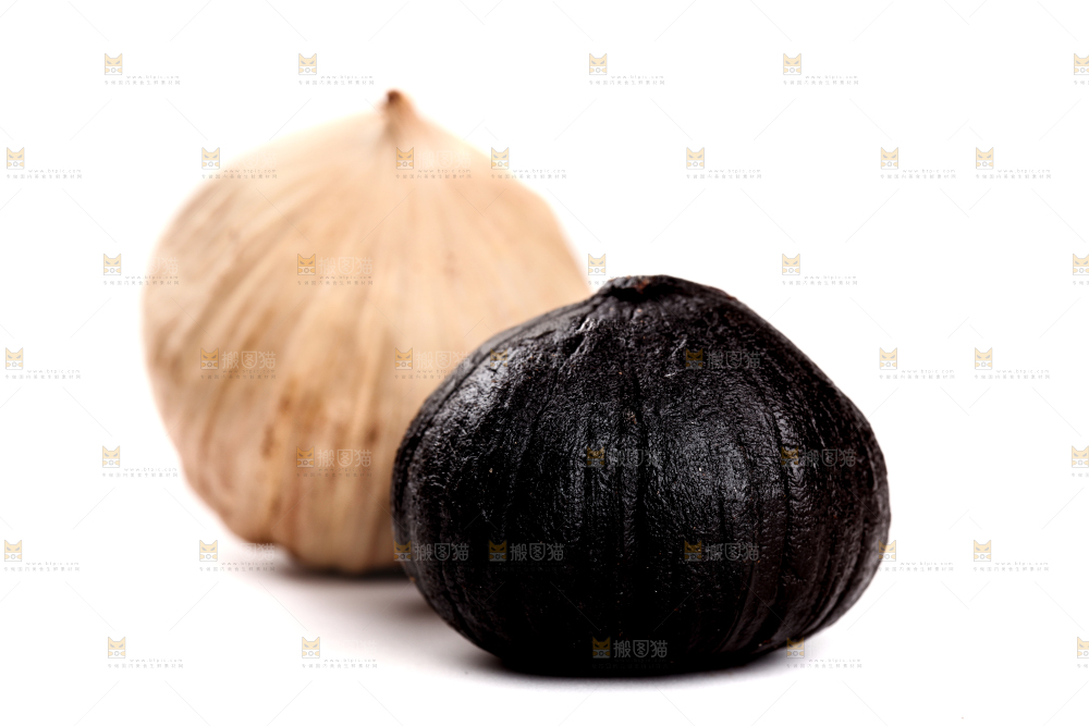 白底上的黑蒜头