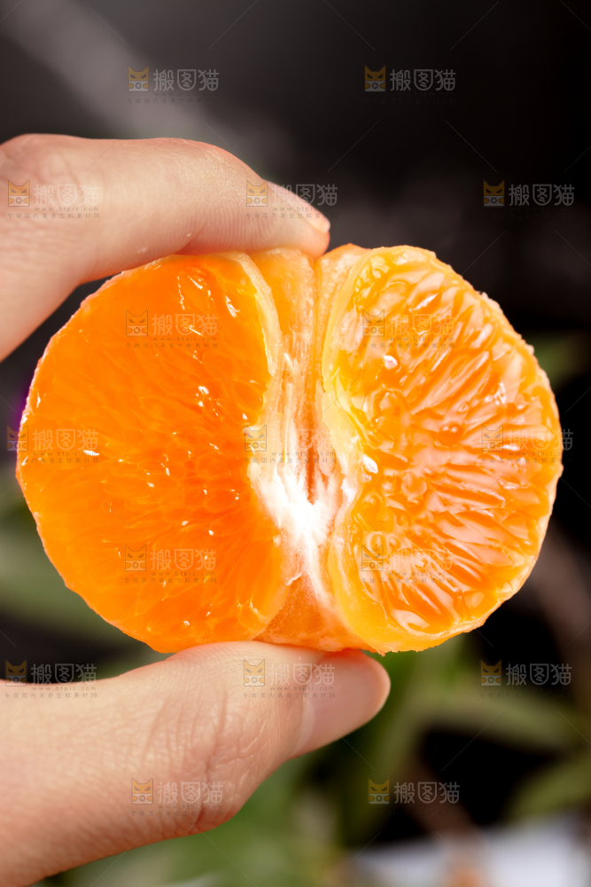 手拿沃柑果肉