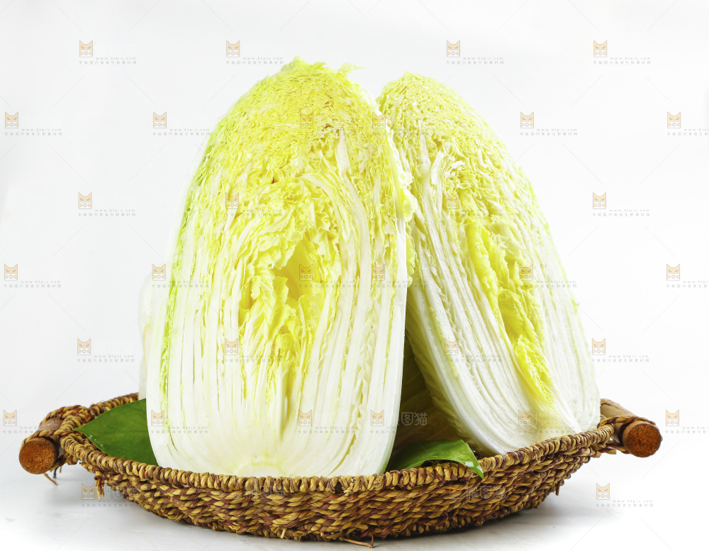一篮大白菜放在白底上