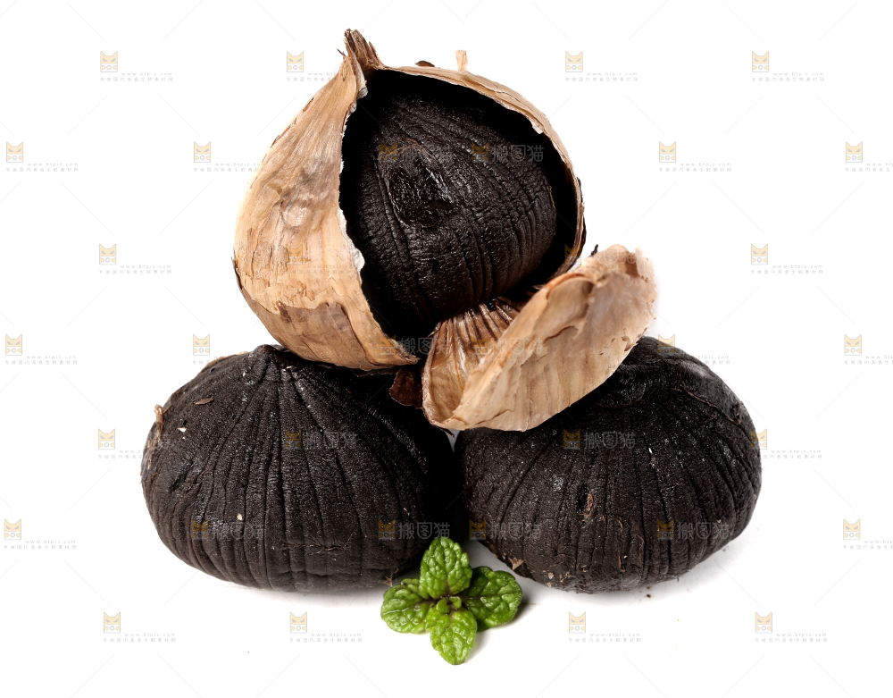 白底上的黑蒜头