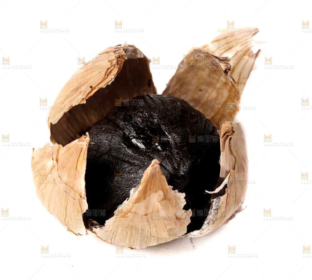 白底上的黑蒜头