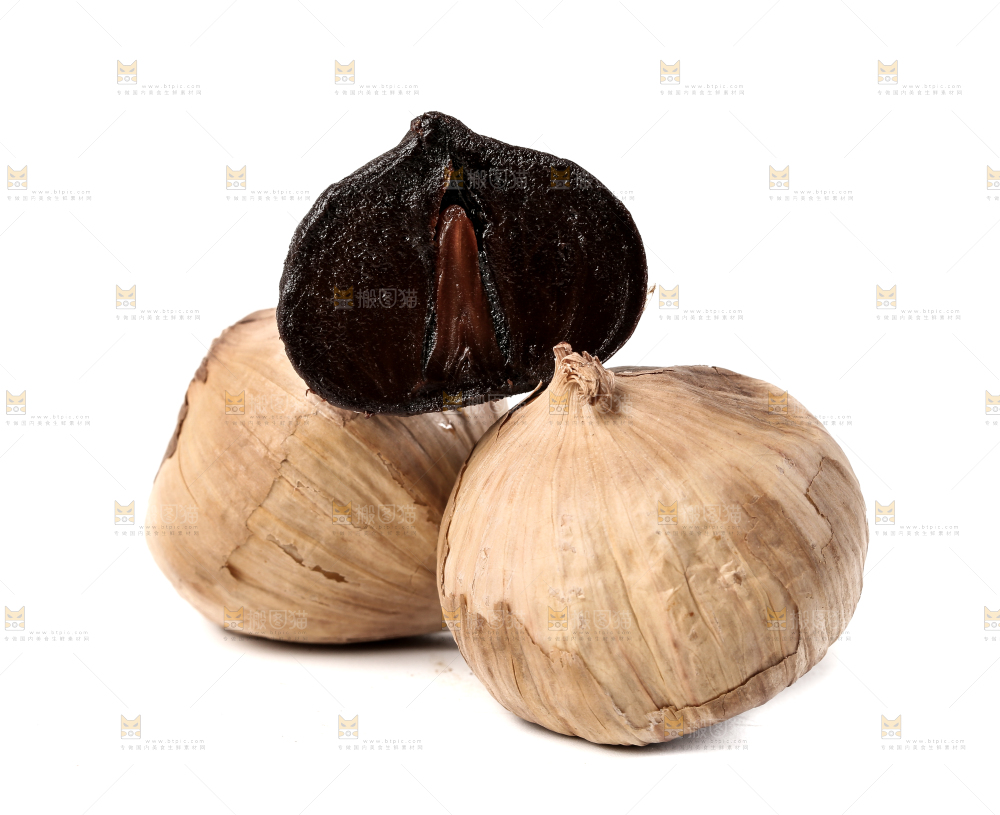 白底上的黑蒜头