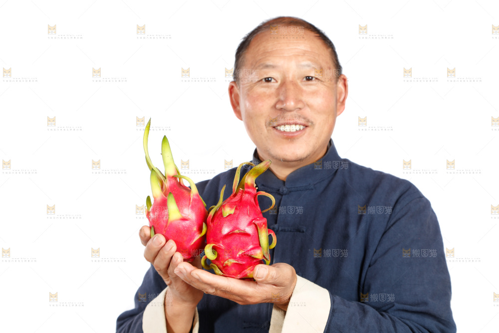 农民手里拿着火龙果