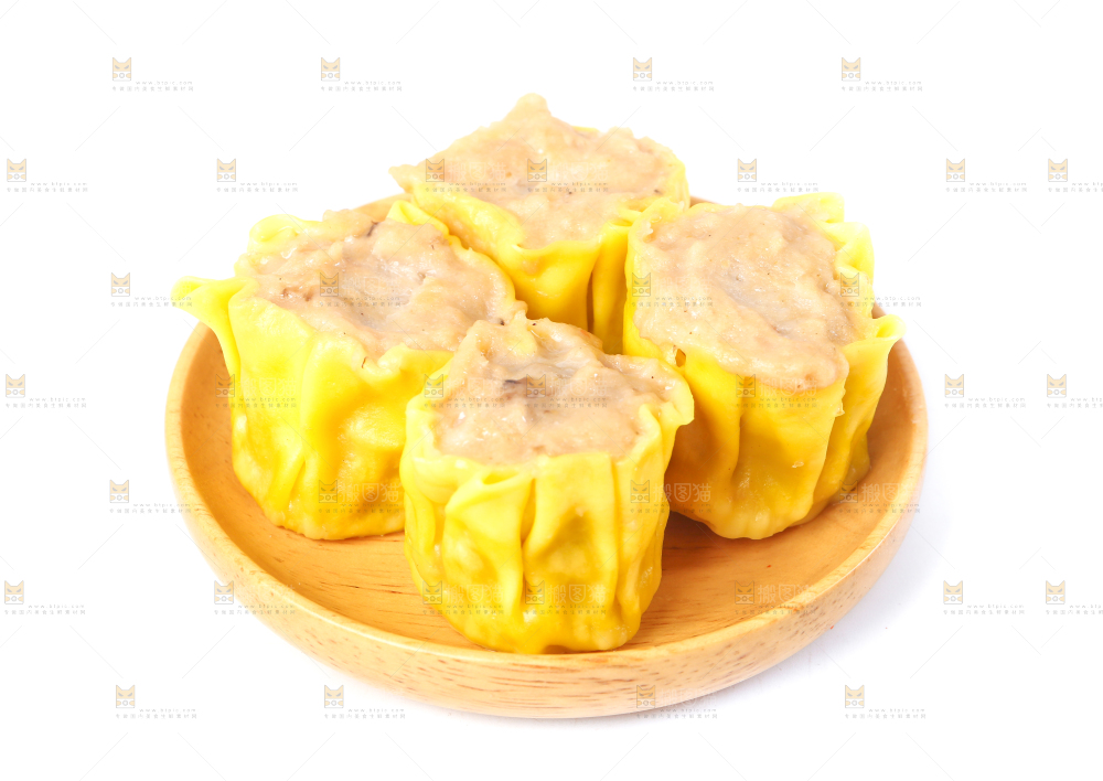 白底上放着广式烧麦