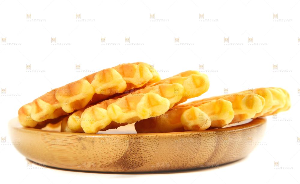 白底上放着一盘华夫饼干