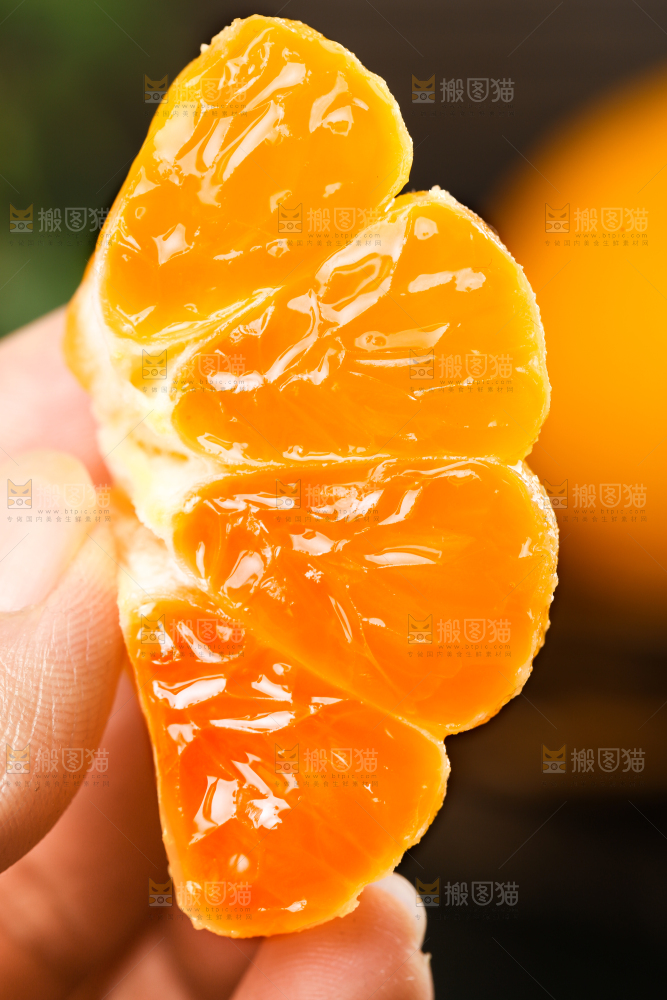 手里拿着新鲜芦柑