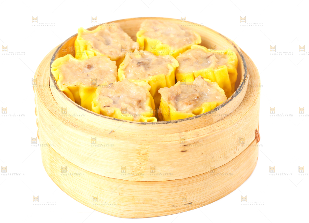 蒸笼里的糯米猪肉烧麦