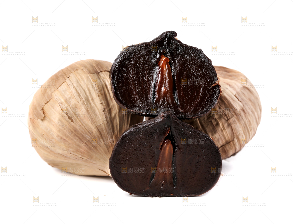 白底上的黑蒜头