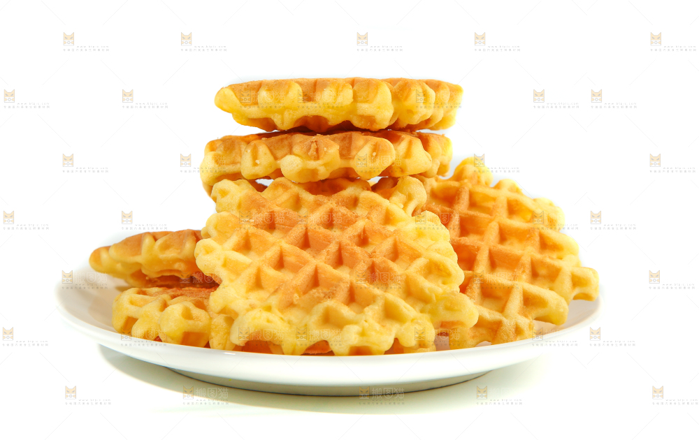 白底上放着一盘华夫饼