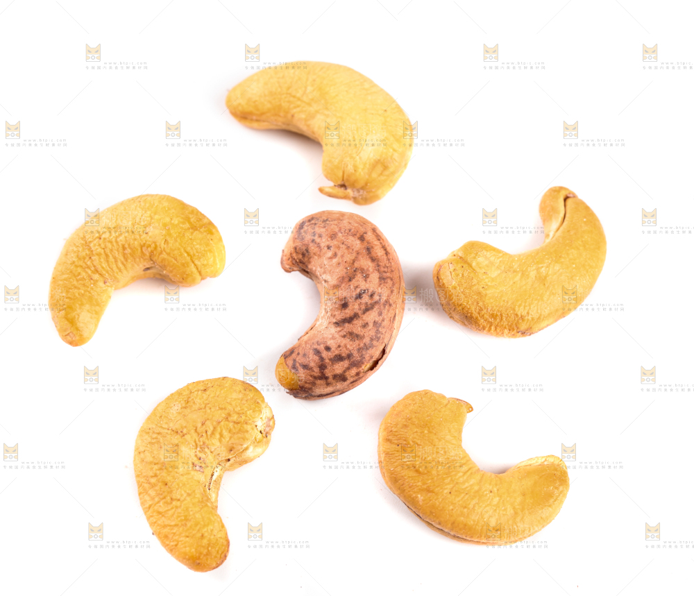 白底上的紫皮腰果