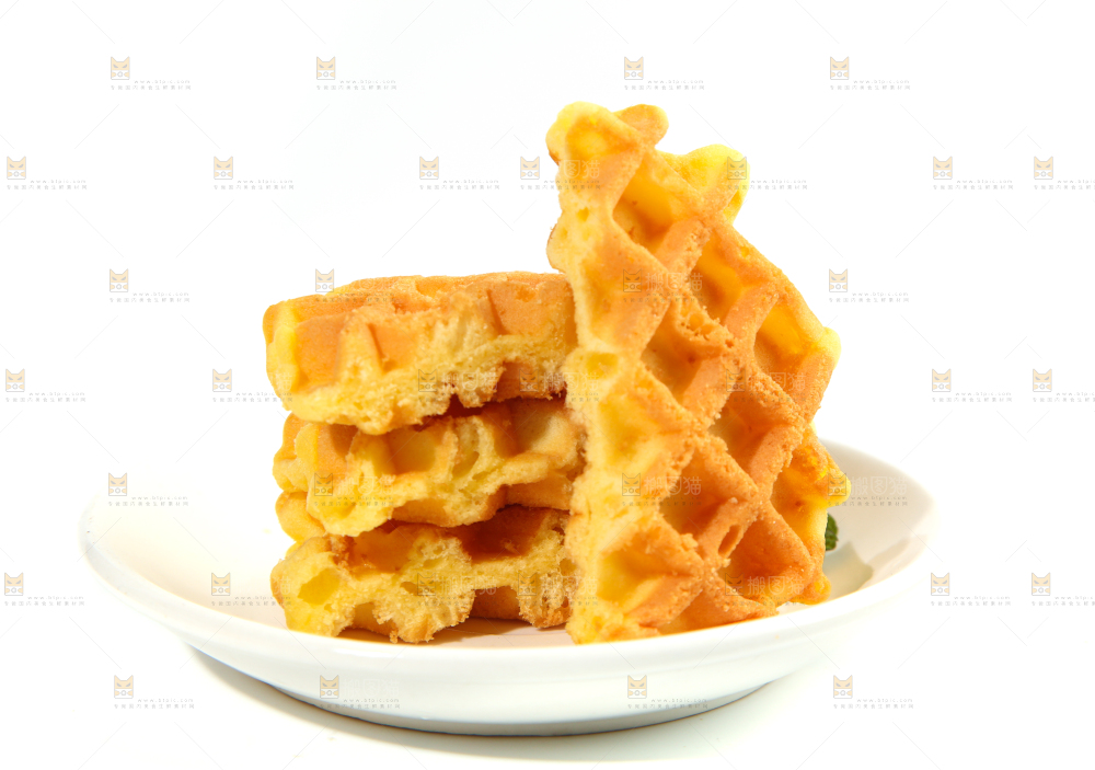 白底上放着一盘华夫饼干