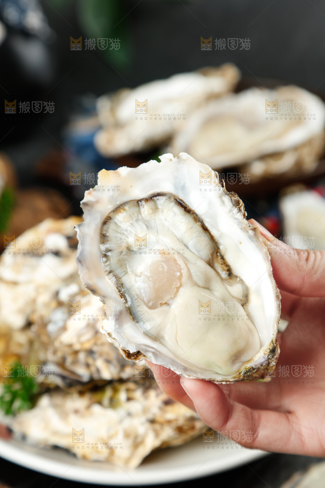 手拿生蚝