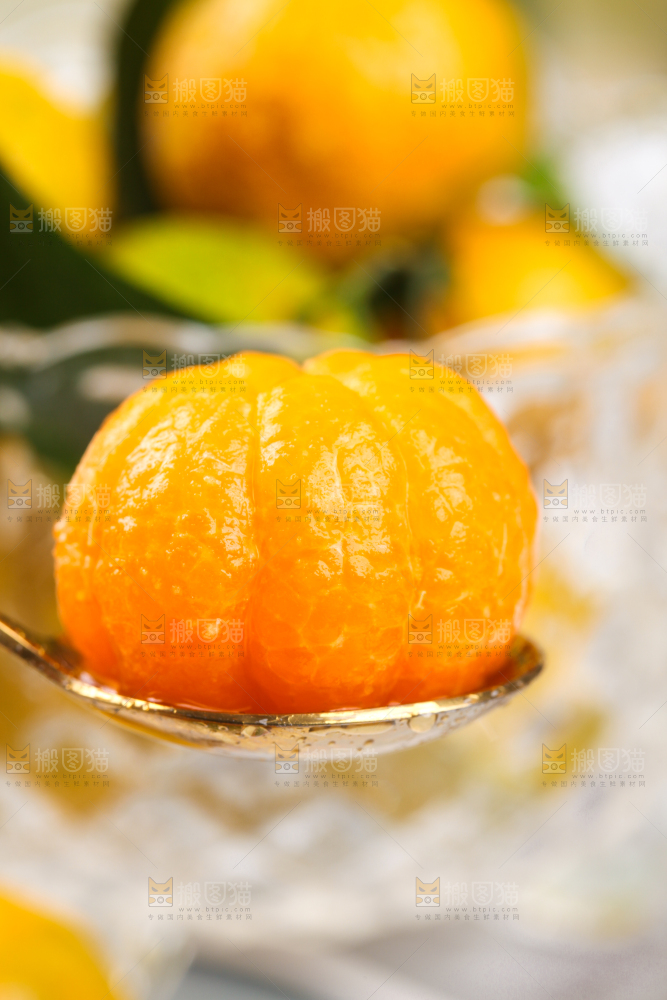 勺子里的桂林清香蜜桔果肉