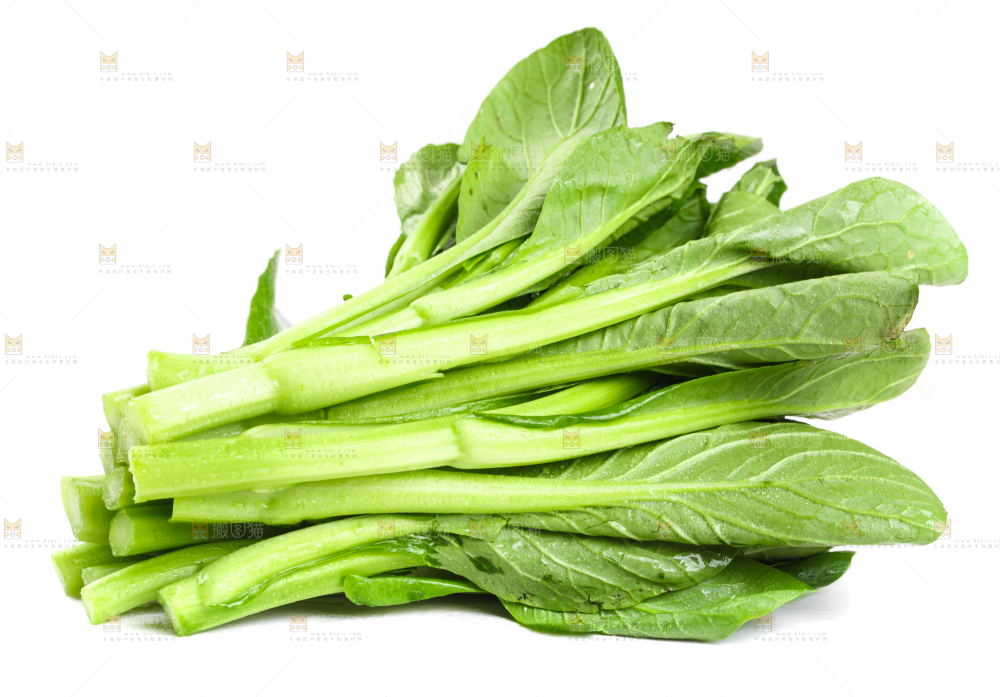 白底上放着菜苔