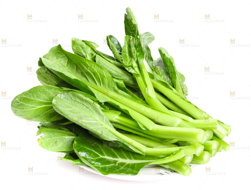 白底上放着菜苔