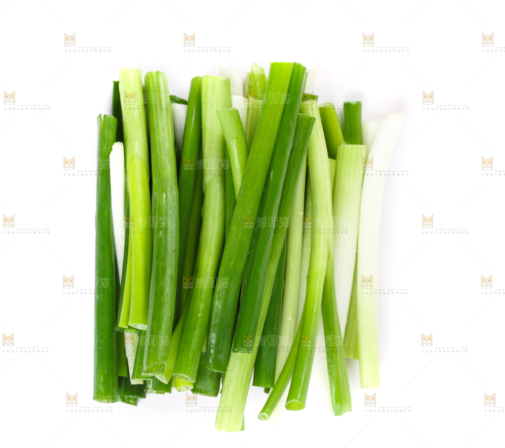 白底上放着小香葱