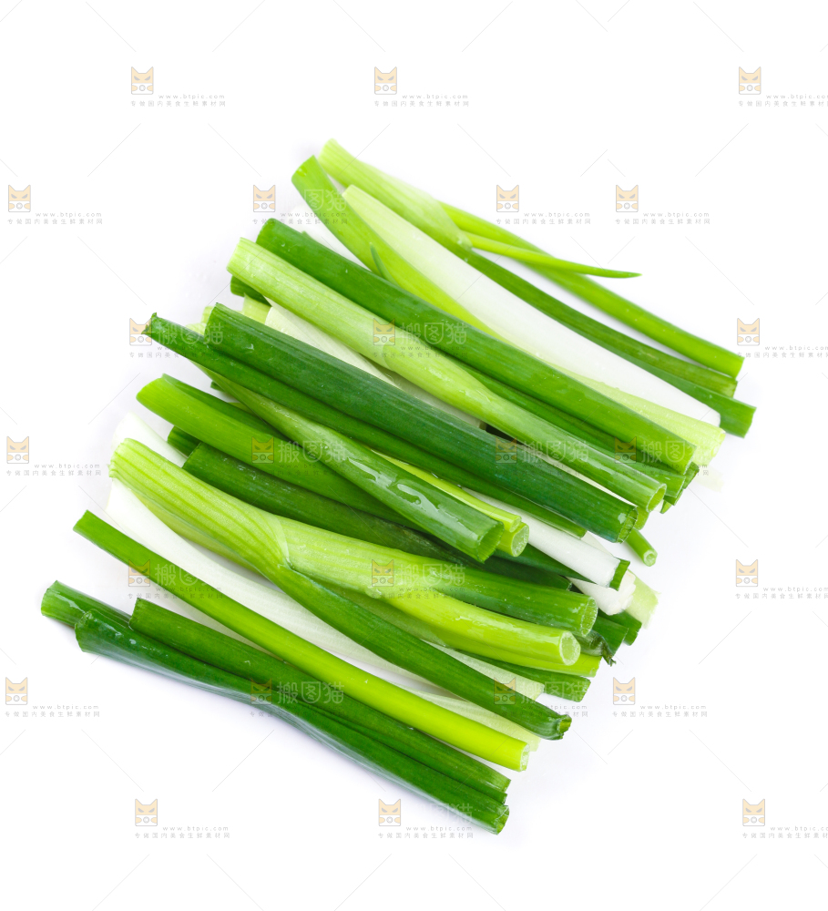 白底上放着小香葱