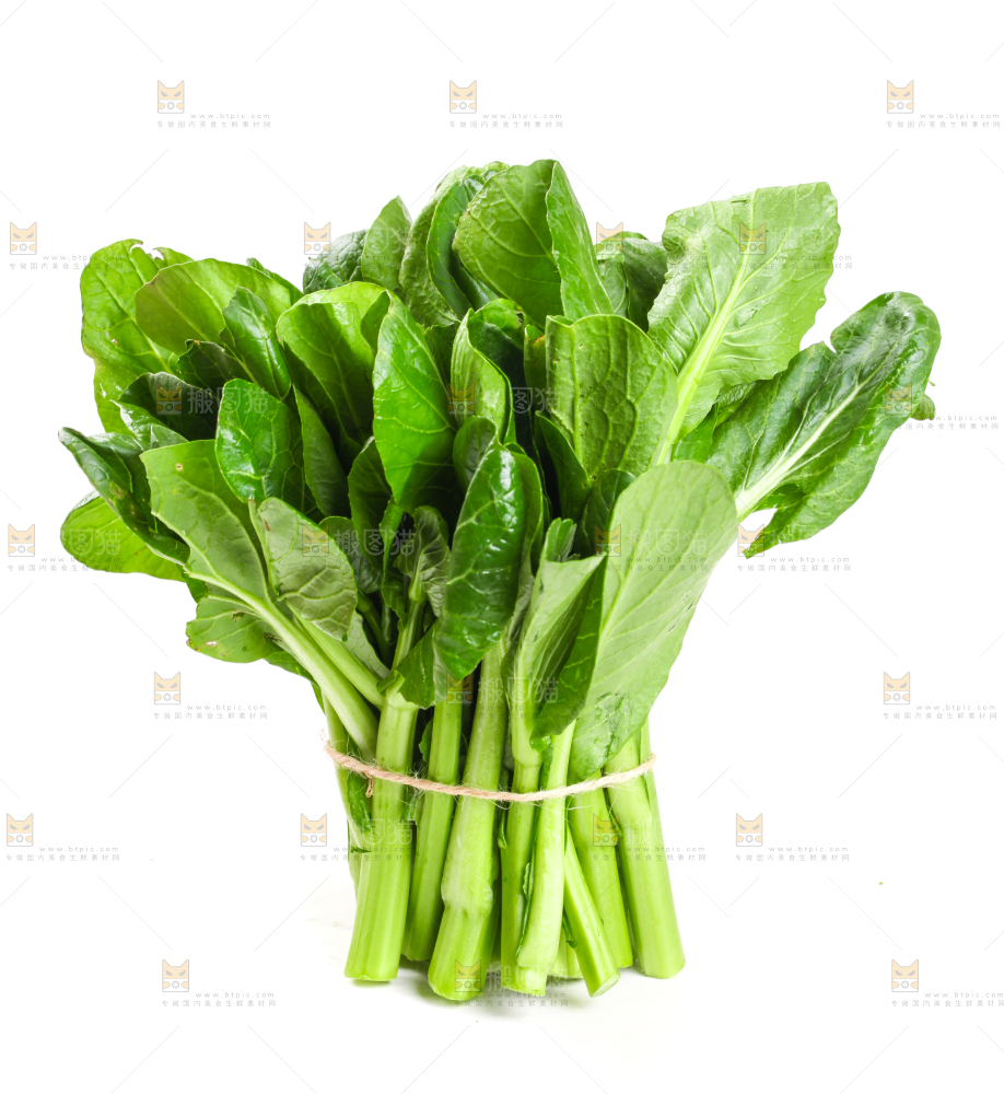 白底上放着菜苔