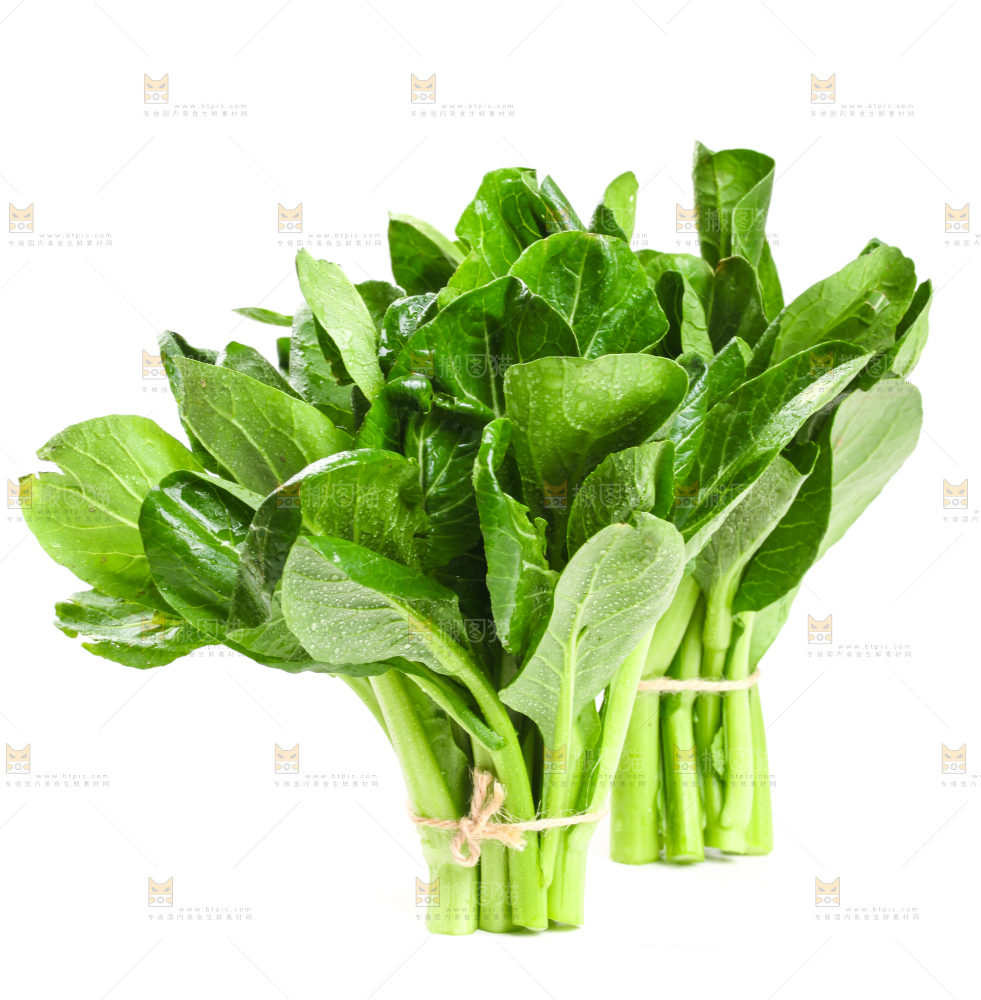 白底上放着菜苔