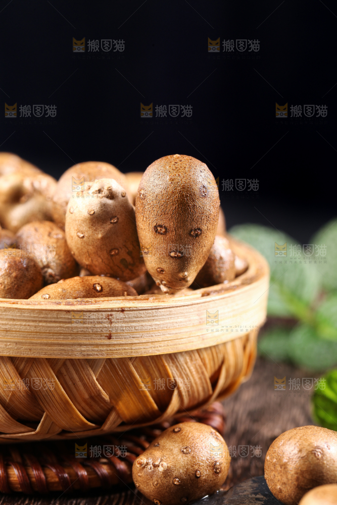 深底上摆放着山药籽