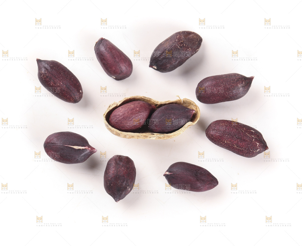 白底上的黑皮花生