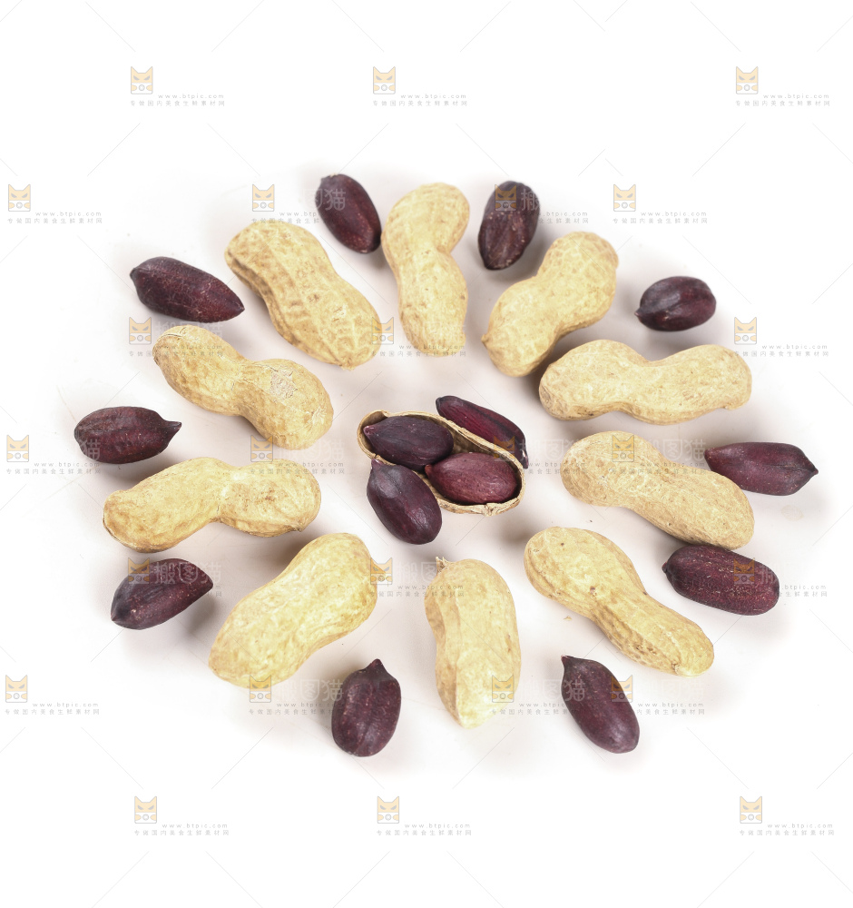 白底上的黑皮花生