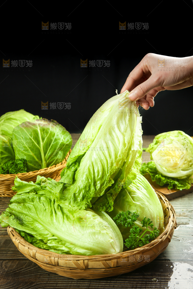 篮子里装着四季玻璃生菜