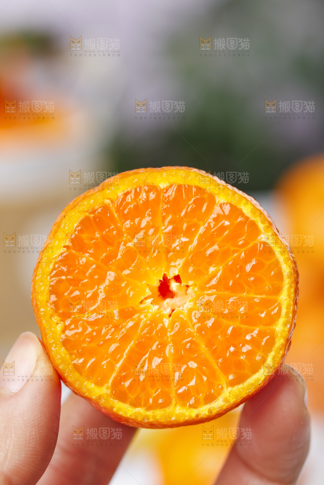 手拿切开的砂糖橘