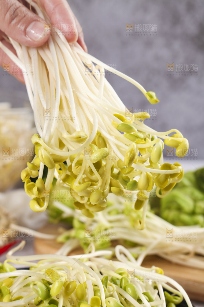 手里拿着黄豆芽