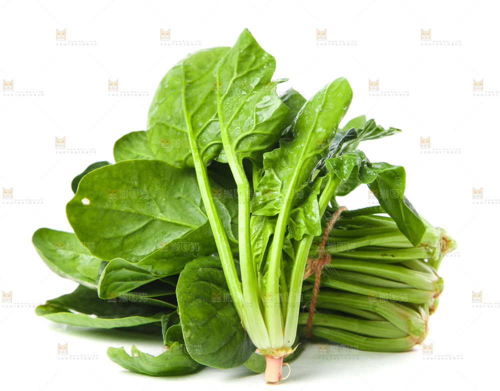 白底上放着菠菜