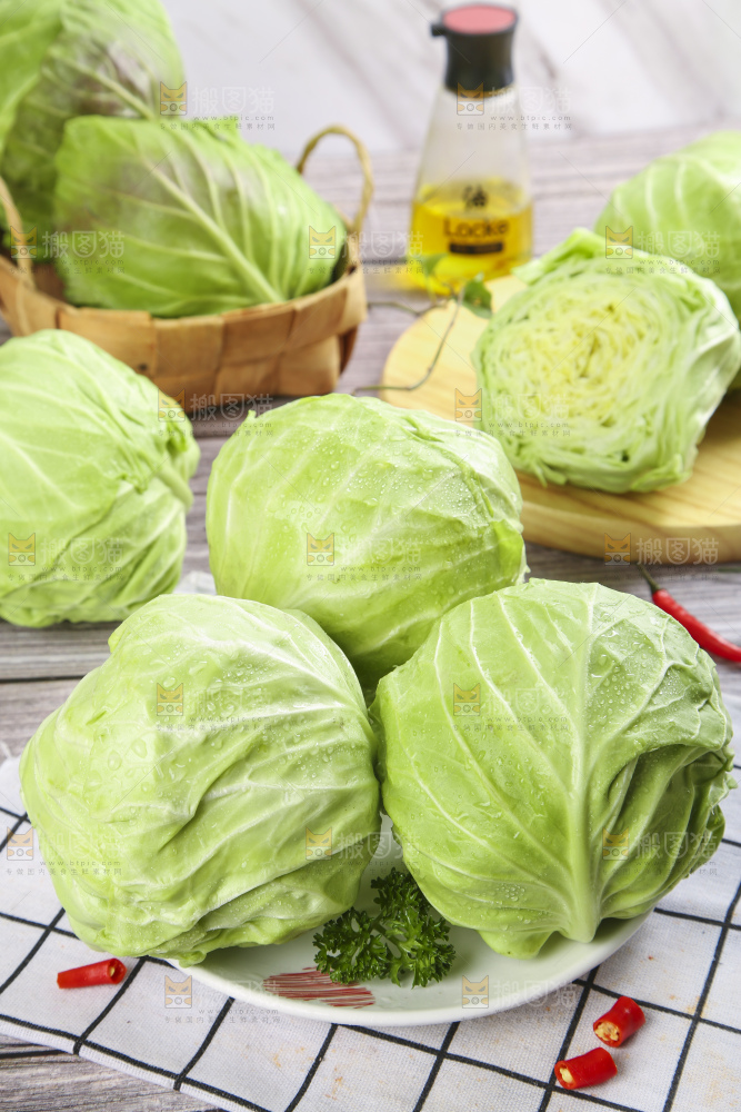 白格子底上的甘蓝包菜