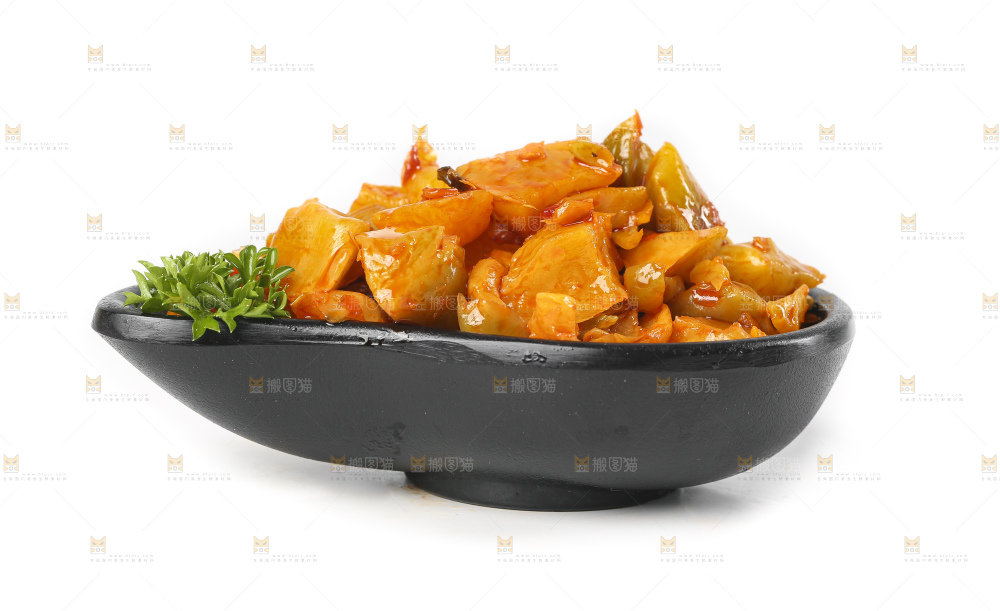 白底上的红油榨菜