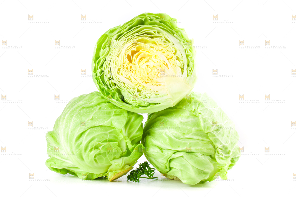 白底上摆放着包菜