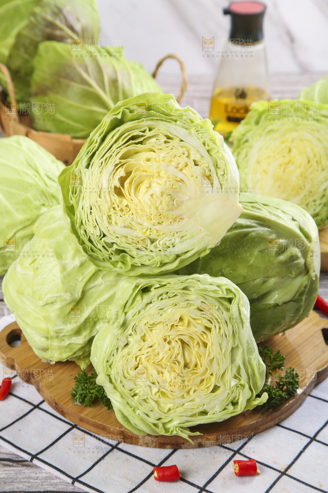 白格子底上的甘蓝包菜