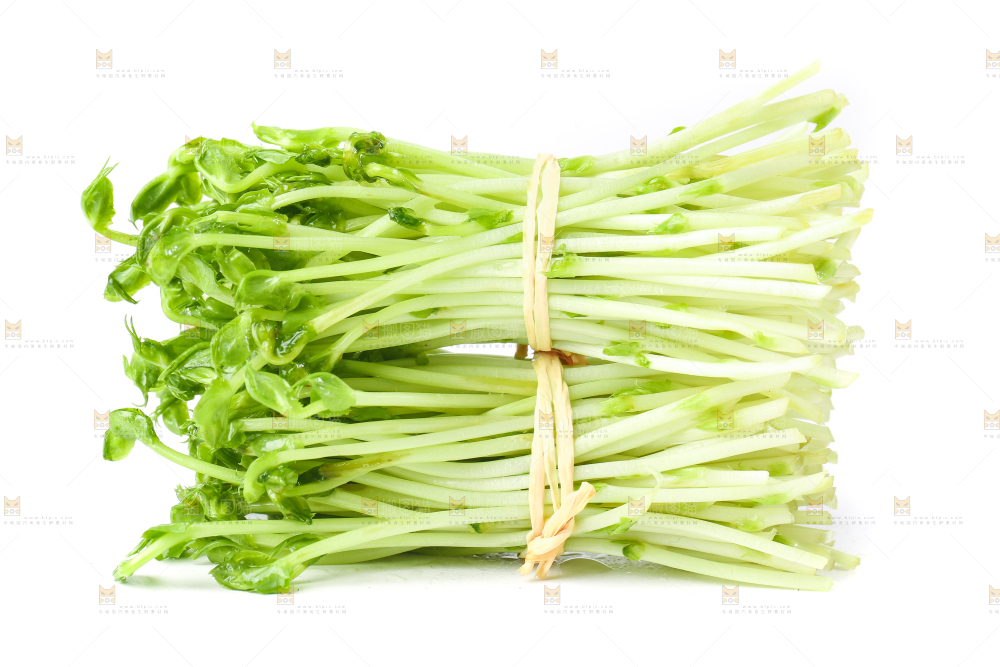 白底上放着豌豆芽菜