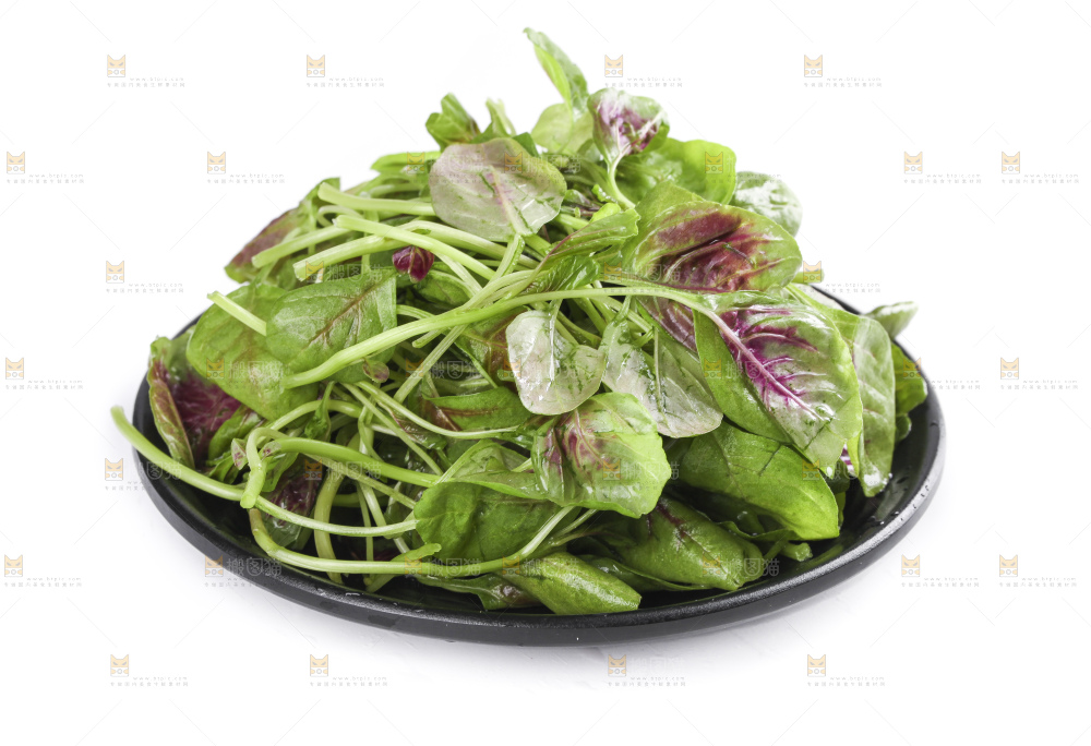 一盘农家苋菜放在白底上