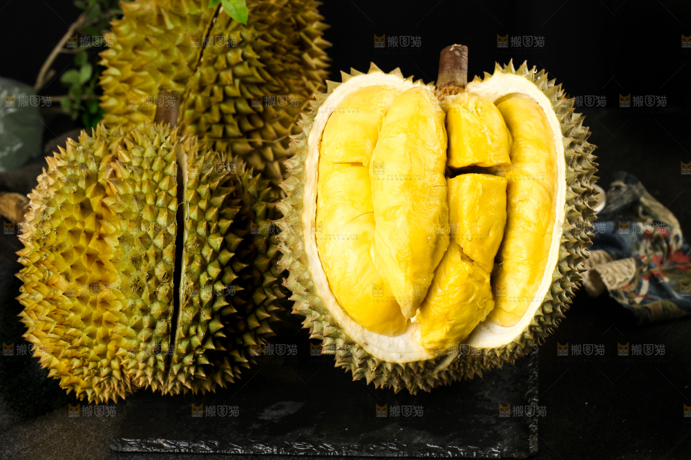 黑底上的进口甲仑榴莲